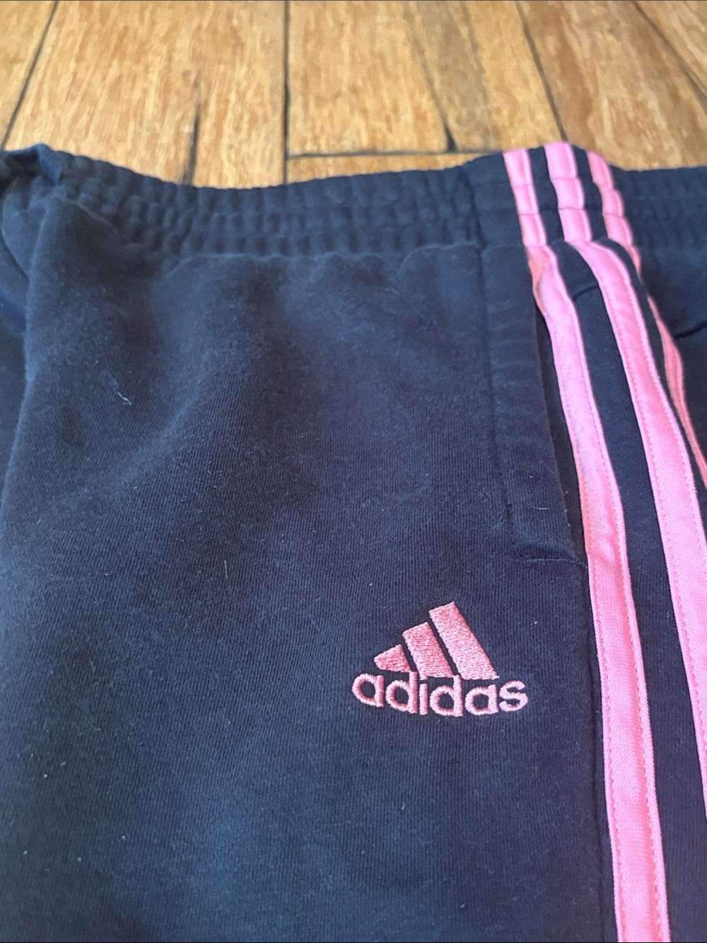 Adidas Sweatpants Joggers Size Youth Kids Girls 14/16 Black Pink Trim Athletic - Picture 8 of 8